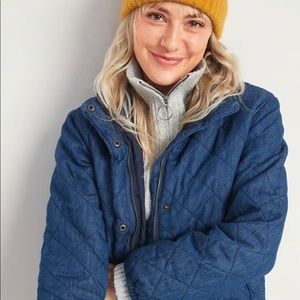 Old Navy diamond quilted chambray puffer jacket